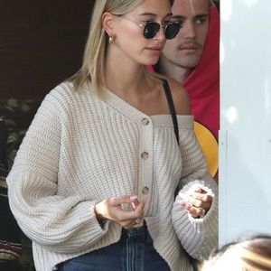 Oak + Fort Hailey Bieber Oversized Cable Knit Cardigan